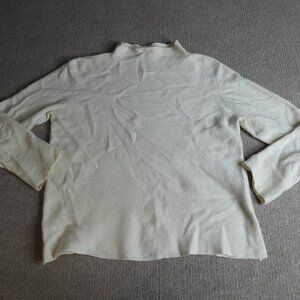 Pure Amici Womens Sweater XL Beige Solid Mock Neck 100% Cashmere